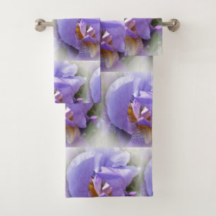 purple iris bath towel set