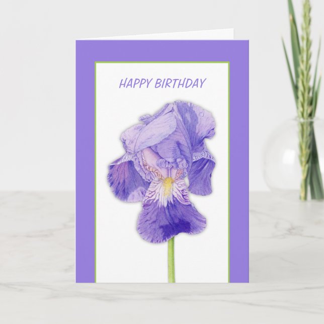 Purple Iris Birthday Card (Front)