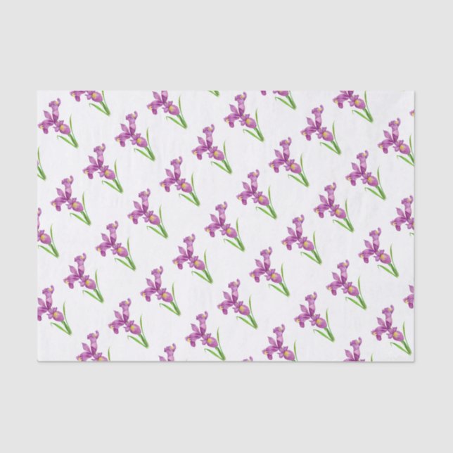 Purple Iris Botanical Floral Art Tissue Paper (Front)