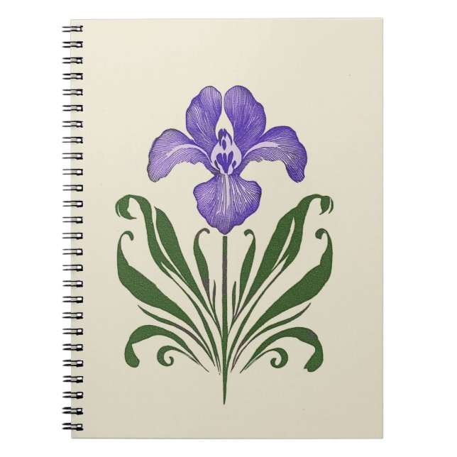 Purple Iris Botanical Study  Notebook (Front)