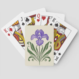 Purple Iris Botanical Study Playing Cards