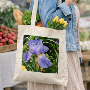 Purple Iris Botanical Tote Bag