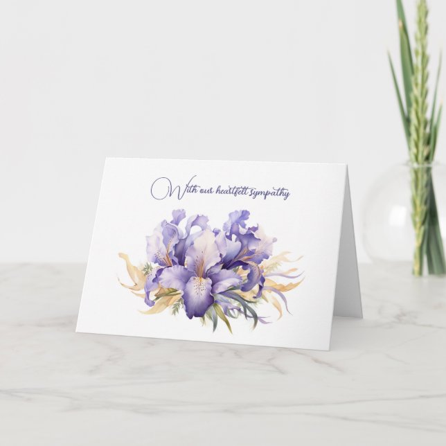 Purple Iris Bouquet Sympathy Card (Front)