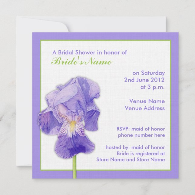 Purple Iris Bridal Shower Invitation (Front)