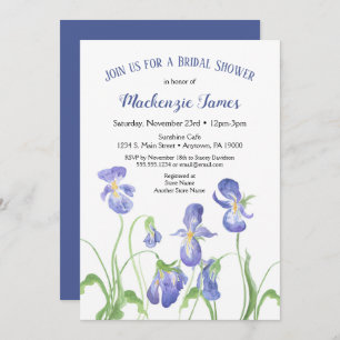 Purple Iris Bridal Shower Invitation Spring Floral
