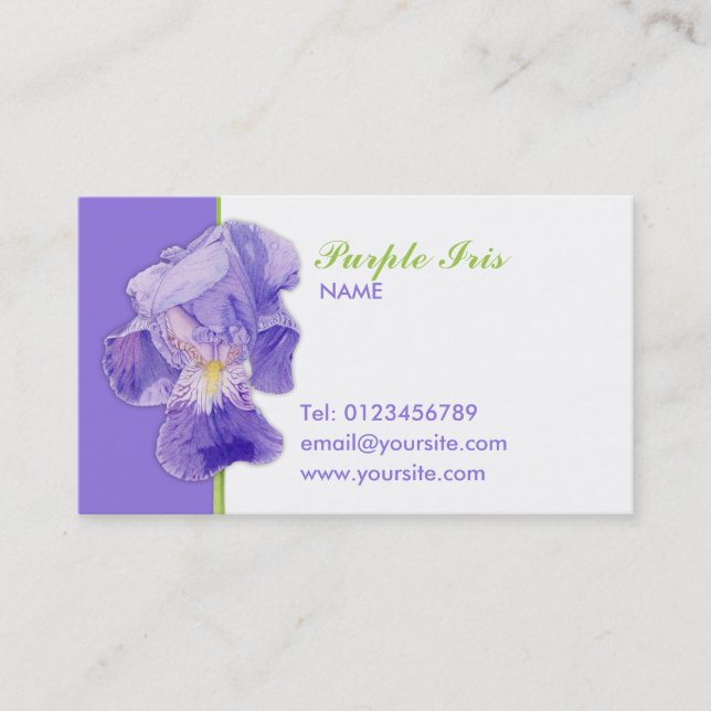 Purple Iris Business Card (Front)