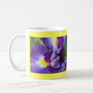 purple iris close up coffee mug