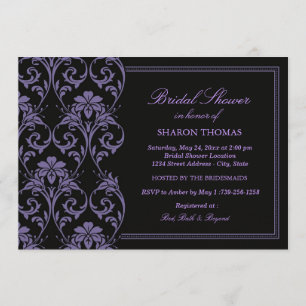 Purple Iris Damask   Bridal Shower Invitation