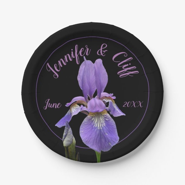 Purple Iris Elegant Paper Plate (Front)