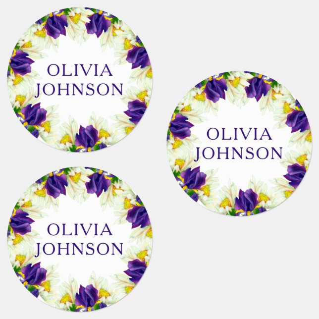Purple Iris Floral Personalised Name Clothing (Group)