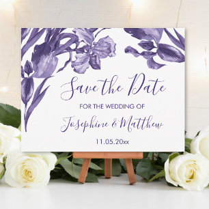 Purple Iris Floral Save the Date Announcement Postcard