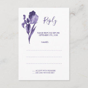 Purple Iris Floral Wedding Reply Cards