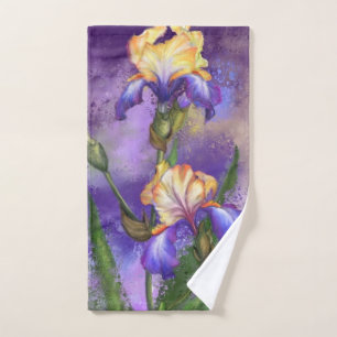 Purple Iris Flower Bath Towel Set - Painting