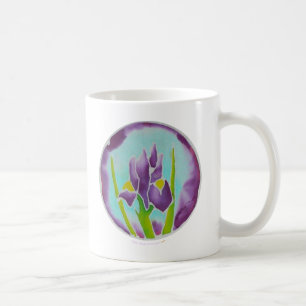 Purple Iris Flower Batik Art Coffee Mug