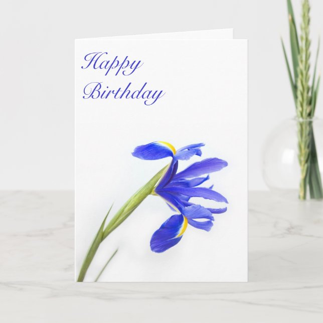 Purple Iris Flower Birthday Card (Front)