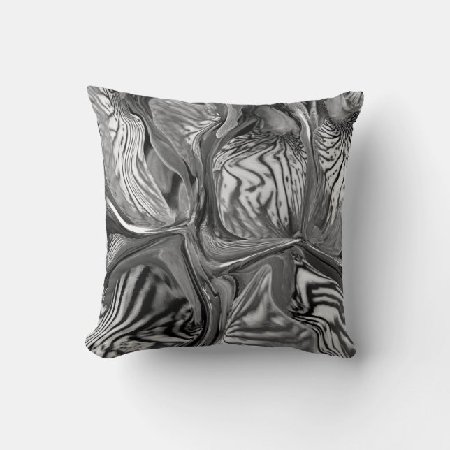Purple Iris Flower / Black & White / Cushion (Front)
