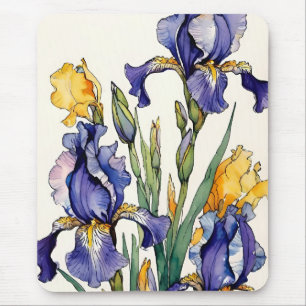 Purple Iris Flower Bloom Mouse Mat