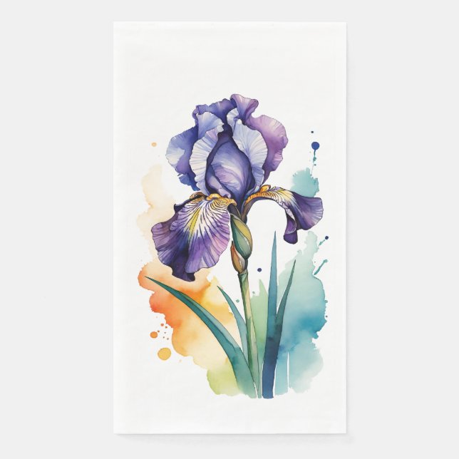 Purple Iris Flower Bloom                           Napkin (Front)