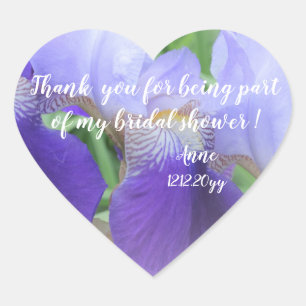 Purple Iris Flower  Bridal Shower Heart Stickers