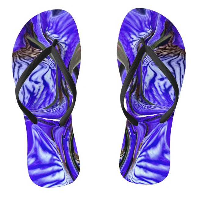Purple Iris Flower Flip Flops (Footbed)