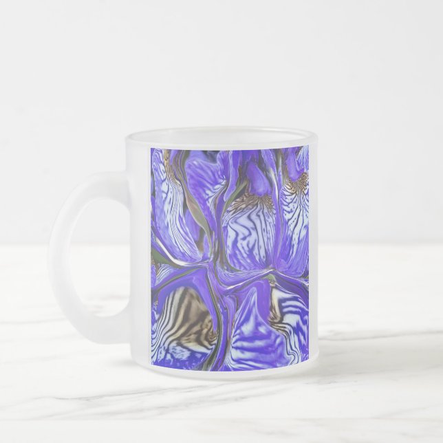 Purple Iris Flower Frosted Glass Coffee Mug (Left)