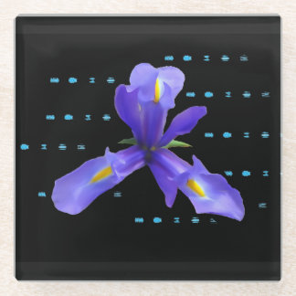 Purple Iris Flower Glass Coaster