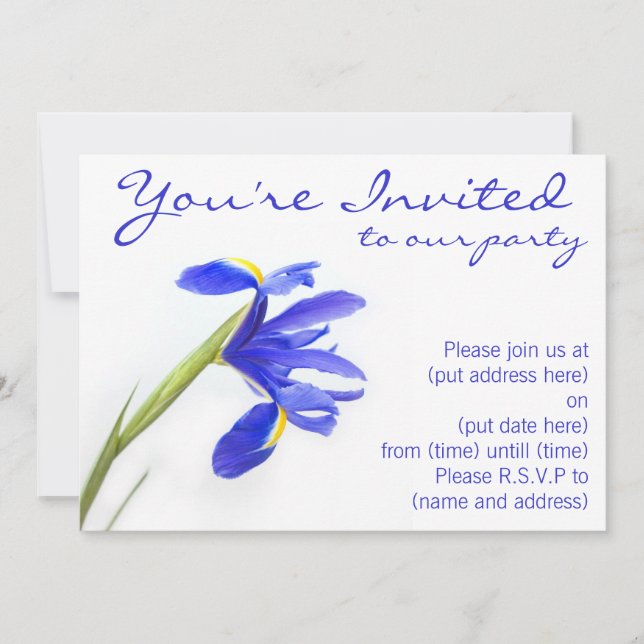 Purple Iris Flower Invitation (Front)
