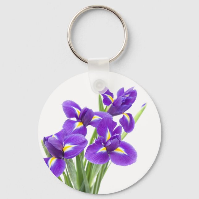 purple iris flower key ring (Front)