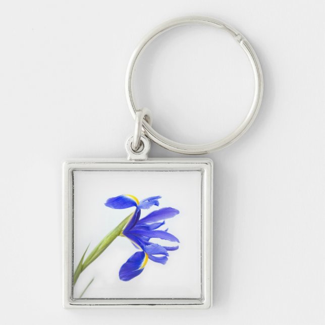 Purple Iris Flower Key Ring (Front)
