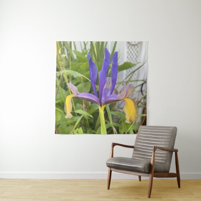 Purple Iris Flower Outdoor Garden Nature Photo Tapestry (In Situ)