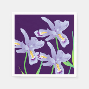 Purple Iris Flower Paper Napkin