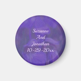 Purple Iris Flower Personalised Wedding  Magnet
