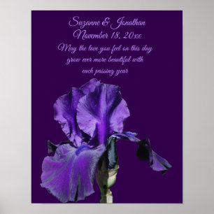 Purple Iris Flower Personalised Wedding  Poster