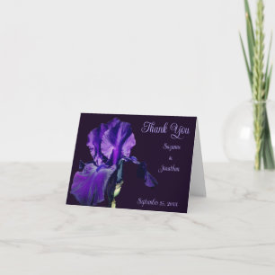 Purple Iris Flower Personalised Wedding  Thank You Card