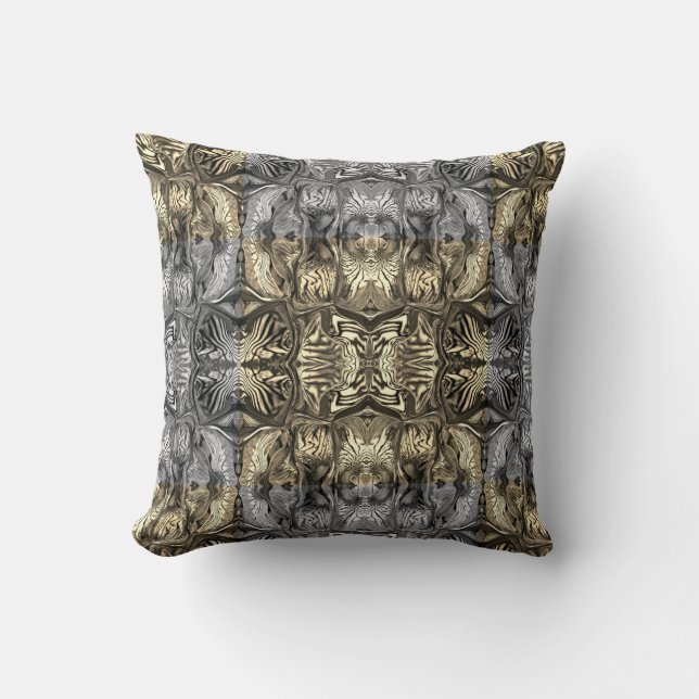 Purple Iris Flower / Sepia / B & W / Mirrored / Cushion (Front)