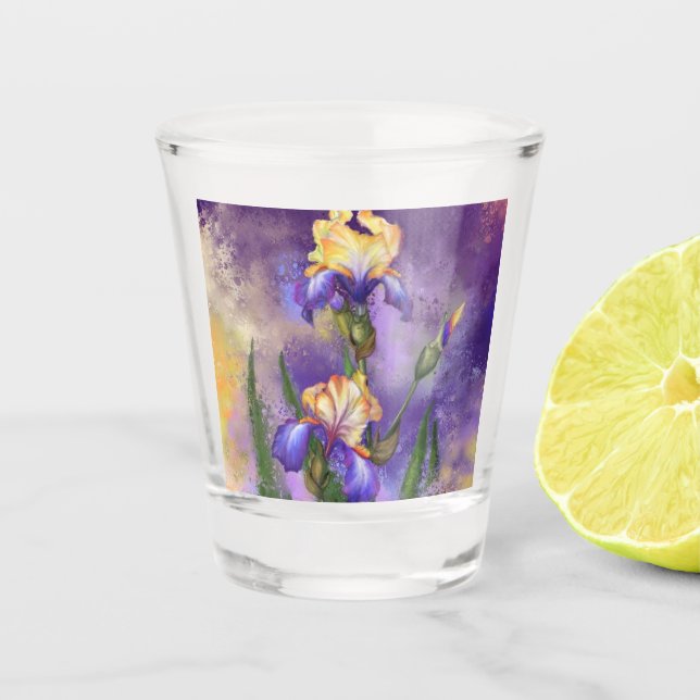 Purple Iris Flower Shot Glass (Front)