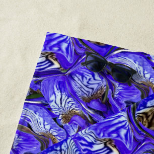Purple Iris Flower / Slanted / Tiled / Beach Towel