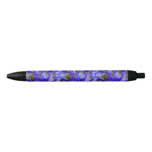 Purple Iris Flower / Slanted / Tiled / Black Ink Pen