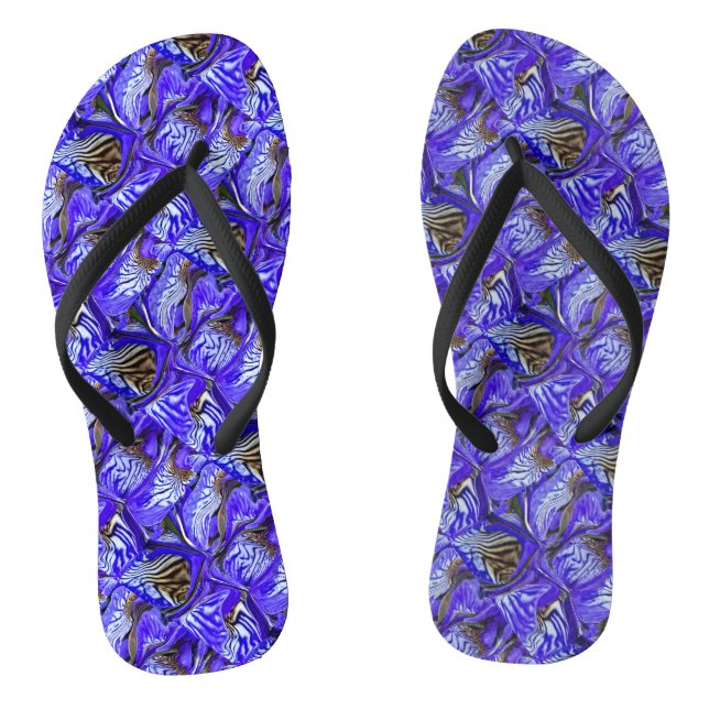 Purple Iris Flower / Slanted / Tiled / Flip Flops (Footbed)