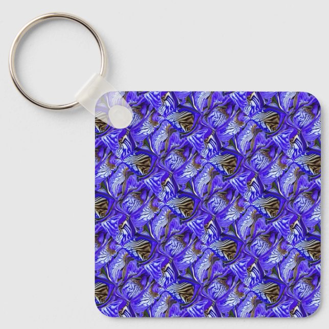Purple Iris Flower / Slanted / Tiled / Key Ring (Front)