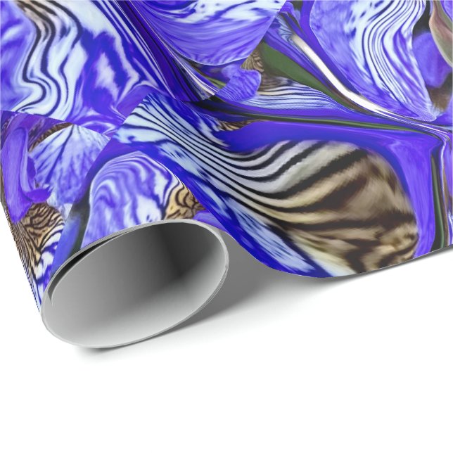 Purple Iris Flower / Slanted / Tiled /  Wrapping Paper (Roll Corner)