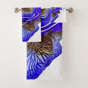 Purple Iris Flower Swirls Bath Towel Set