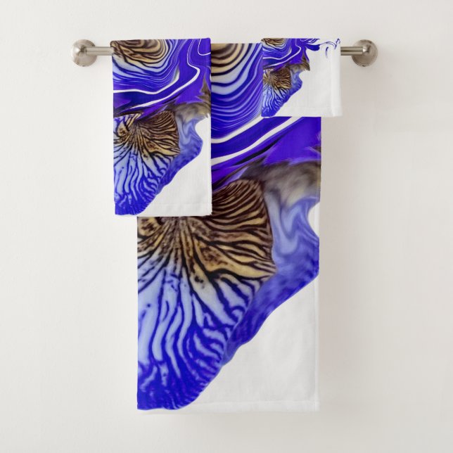 Purple Iris Flower Swirls Bath Towel Set (Insitu)
