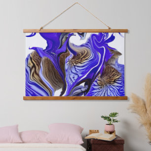 Purple Iris Flower Swirls Hanging Tapestry