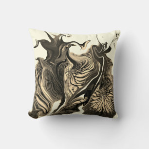 Purple Iris Flower Swirls / Sepia / Cushion