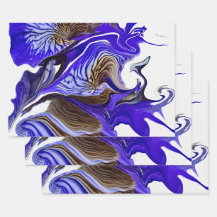 Purple Iris Flower Swirls Wrapping Paper Sheet