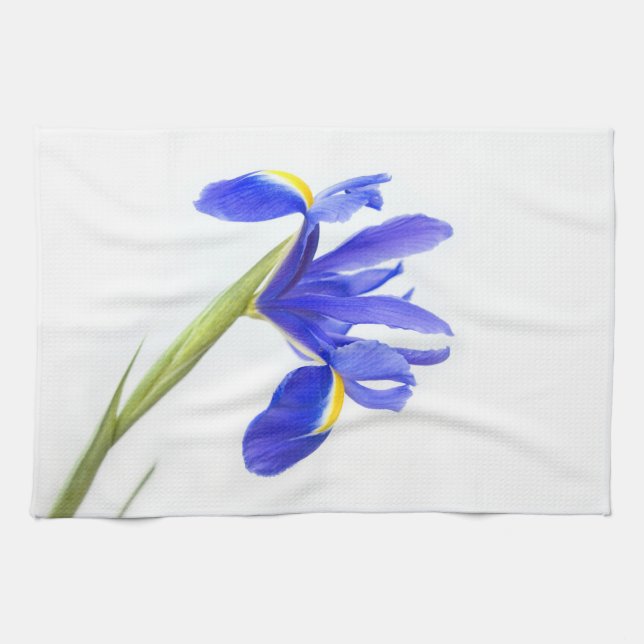 Purple Iris Flower Tea Towel (Horizontal)