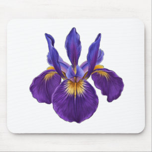 Purple Iris Flower Watercolor Botanical Floral Art Mouse Mat