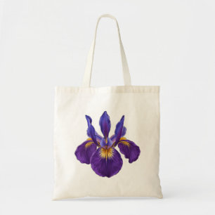 Purple Iris Flower Watercolor Botanical Floral Art Tote Bag