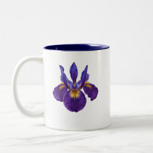 Purple Iris Flower Watercolor Botanical Floral Art Two-Tone Coffee Mug